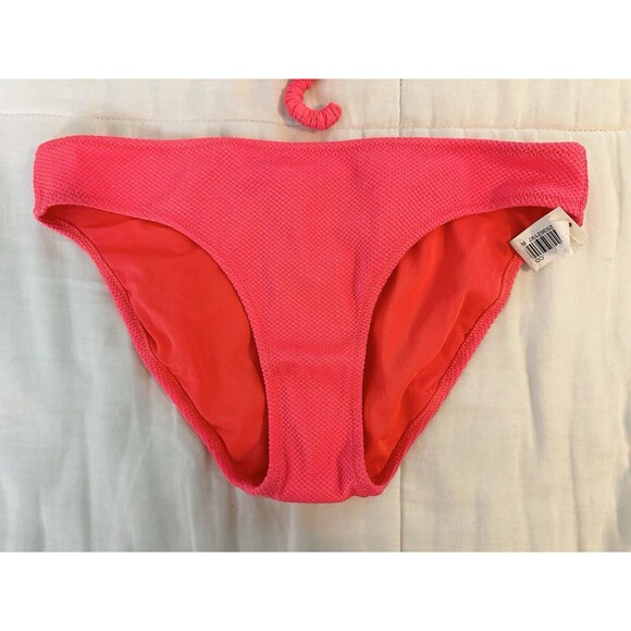 AERIE Bikini Set Hot Pink Triangle Top Full Coverage Bottom SMALL NWT - Picture 4 of 8